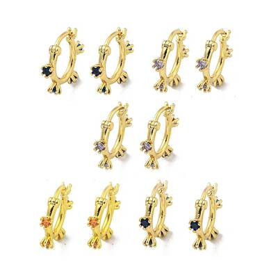 Brass Micro Pave Cubic Zirconia Hoop Earring