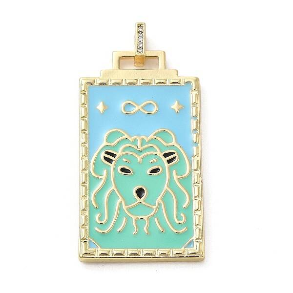 Brass Micro Pave Cubic Zirconia Pendant with Enamel