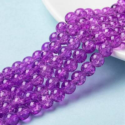 Spray Painted Crackle Glass Beads Strands