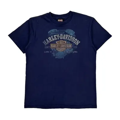 Harley Davidson T-Shirt - Large Navy Cotton