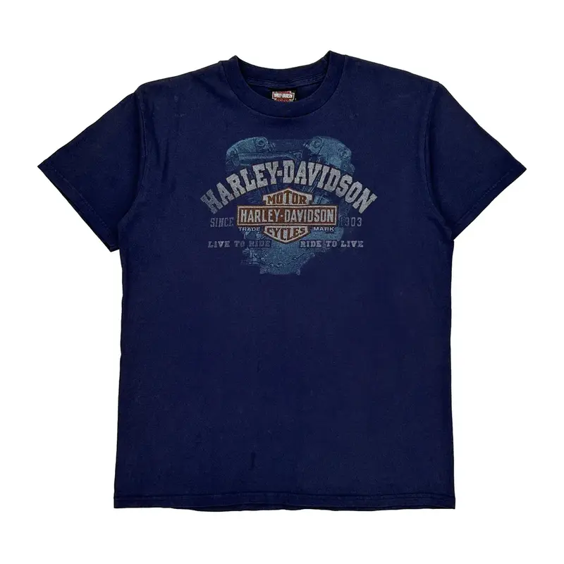 Harley Davidson T-Shirt - Large Navy Cotton