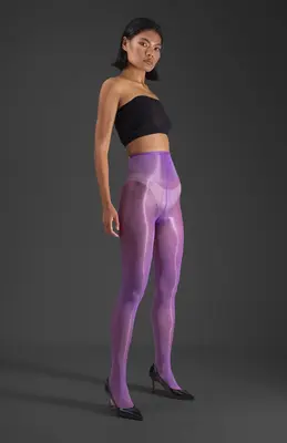 LECHERY® LUSTROUS SILKY SHINY 40 DENIER SEMI-OPAQUE PANTYHOSE TIGHTS • PURPLE | Size: L/XL | Color: PURPLE