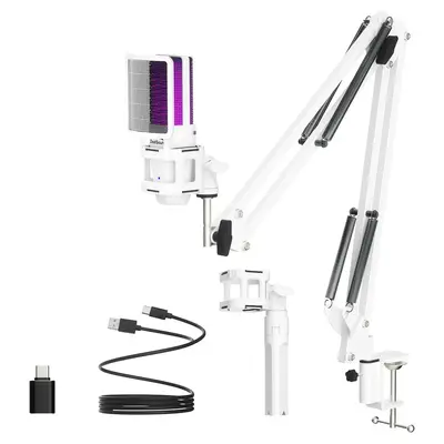 ZealSound USB Powered Microphone, RGB Microphone with One-click Mute & Monitoring, Suitable for Phone, PC, Computer, PS4, PS...