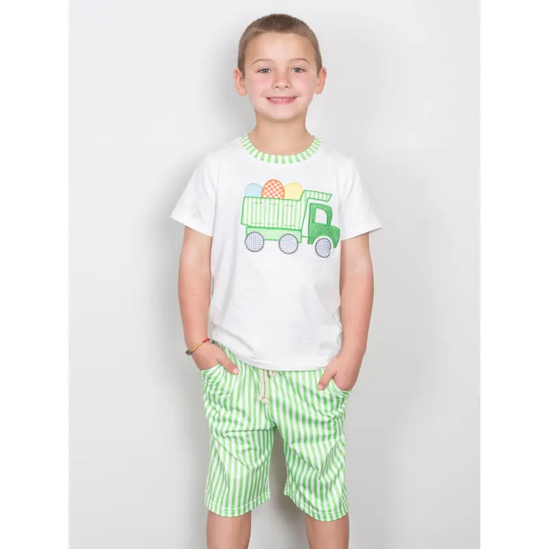 Light Green Striped Easter Egg Truck Outfit