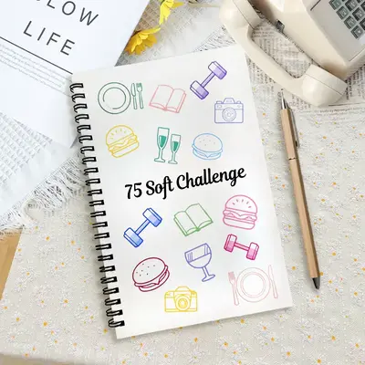 75 Soft Challenge Journal & Planner A5 Soft Challenge Planner Notebook Time Management & Efficiency Improvement Record Book S...
