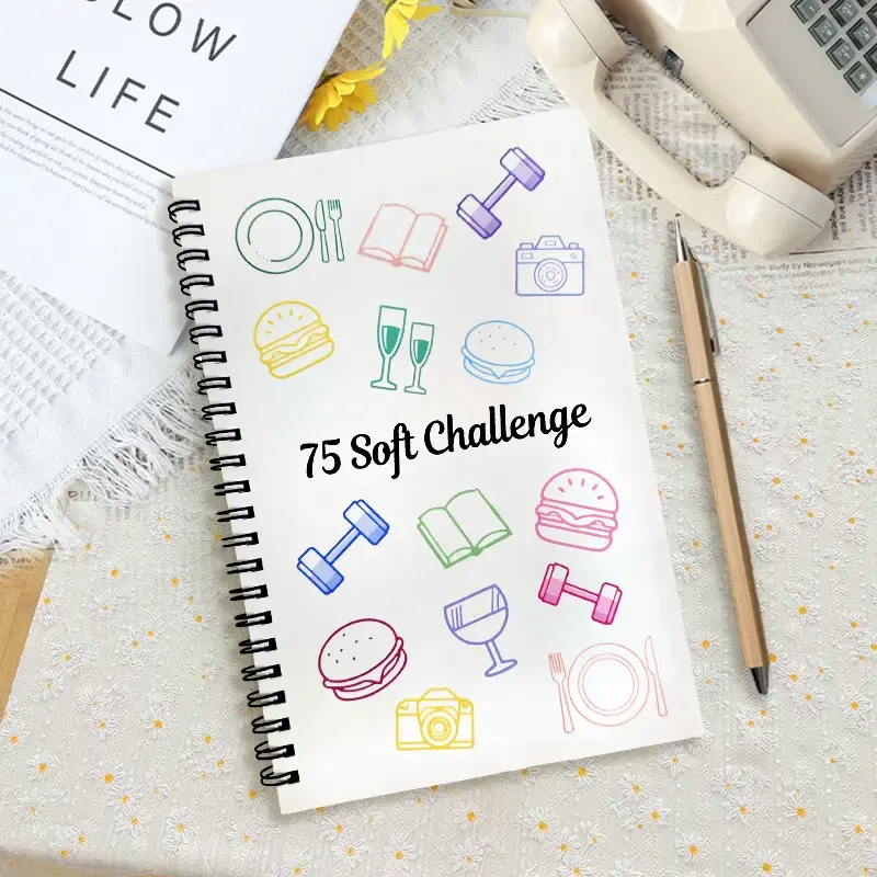 75 Soft Challenge Journal & Planner A5 Soft Challenge Planner Notebook Time Management & Efficiency Improvement Record Book S...