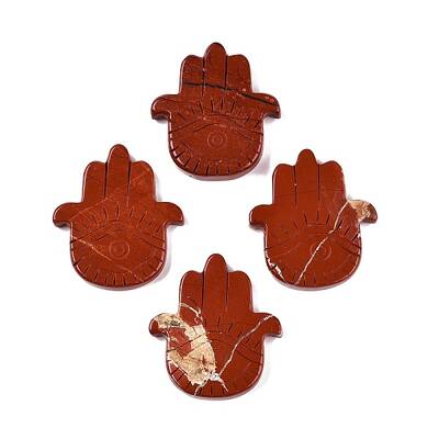 Natural Red Jasper Hamsa Hand with Eye Figurines