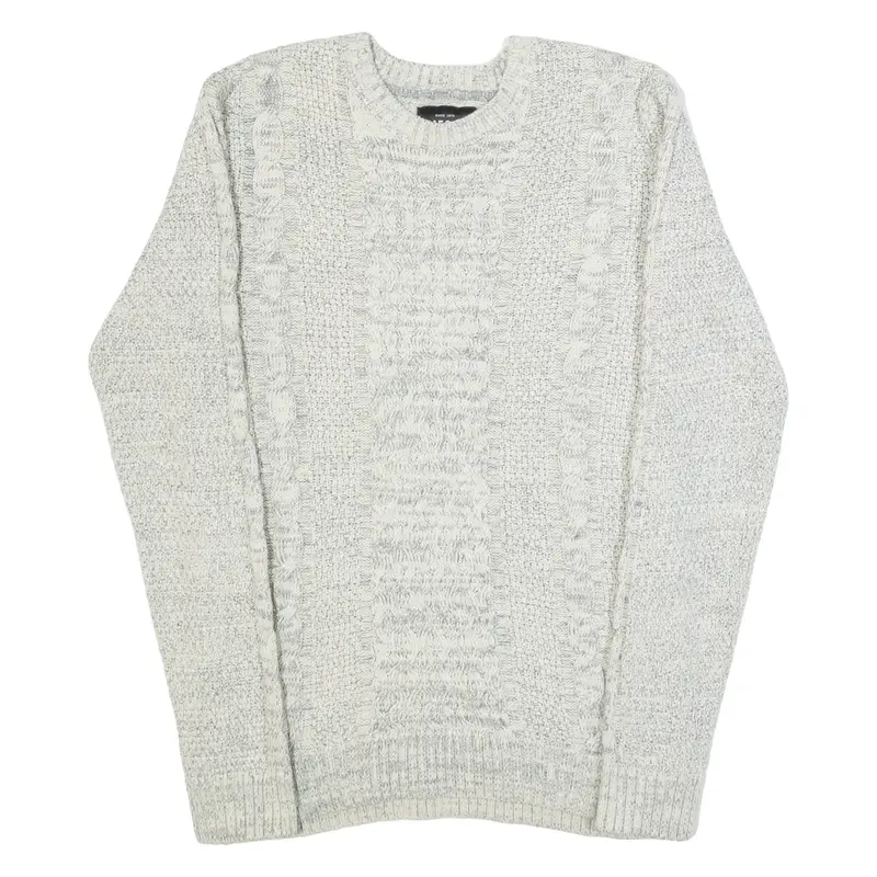 DIESEL Womens Aran Jumper Grey Cable Knit M