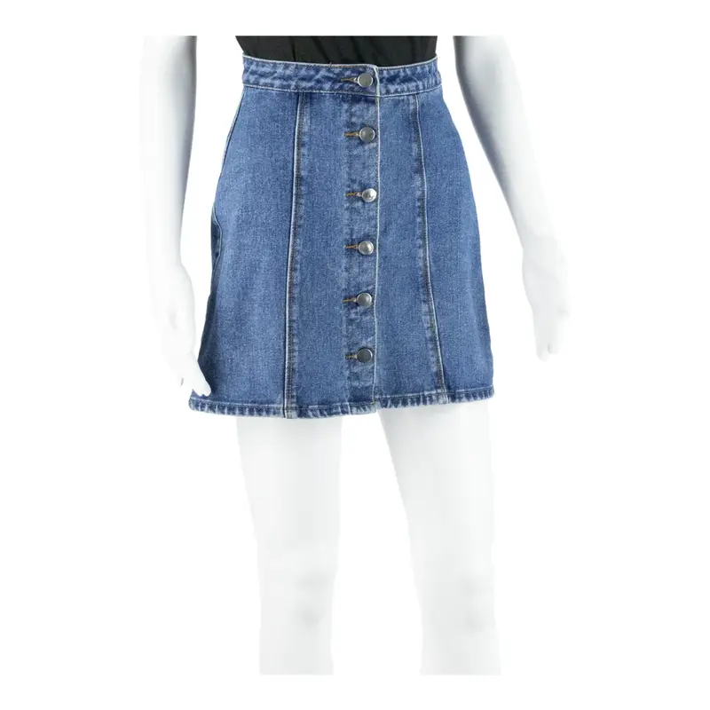 Short Mini Skirt Blue Denim Womens UK 4