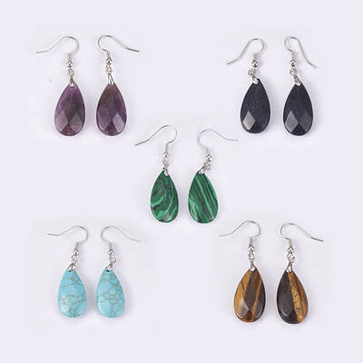 Natural & Synthetic Mixed Stone Dangle Earrings