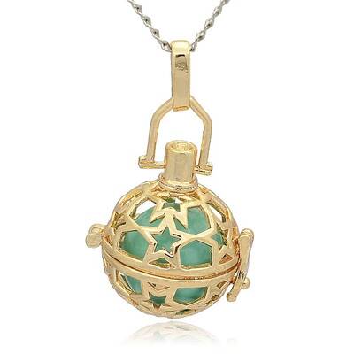 Golden Tone Brass Hollow Round Cage Pendants