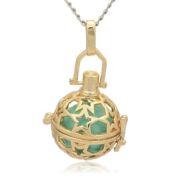 Golden Tone Brass Hollow Round Cage Pendants
