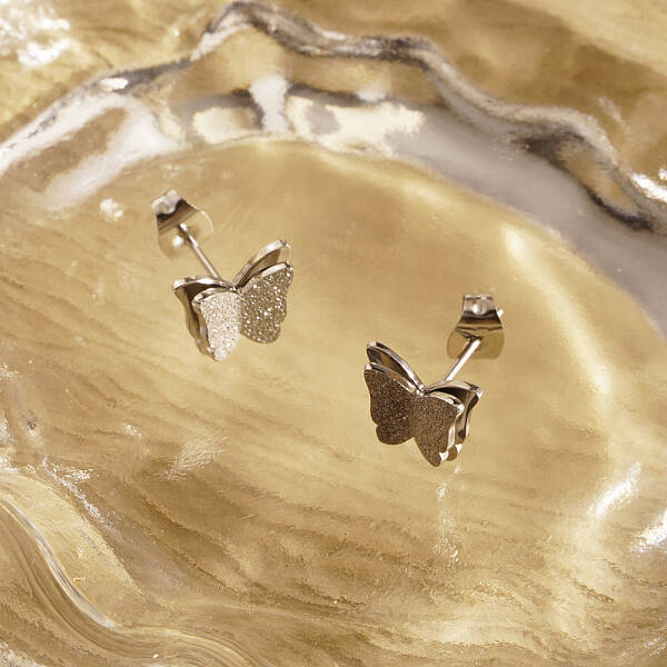Stainless Steel Butterfly Stud Earrings for Women