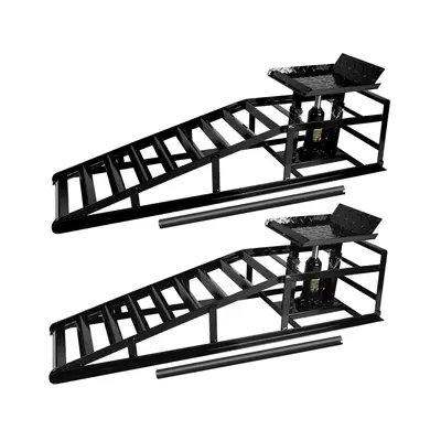 Garvee Hydraulic Car Ramps - 5T 11000lbs Capacity, Adjustable Height (9.3-14), Steel with Anti-Slip Plate, Ring Chain Bolt ...