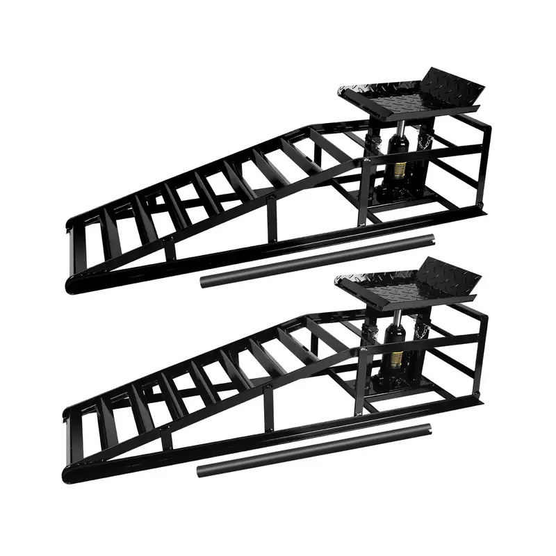 Garvee Hydraulic Car Ramps - 5T 11000lbs Capacity, Adjustable Height (9.3-14), Steel with Anti-Slip Plate, Ring Chain Bolt ...