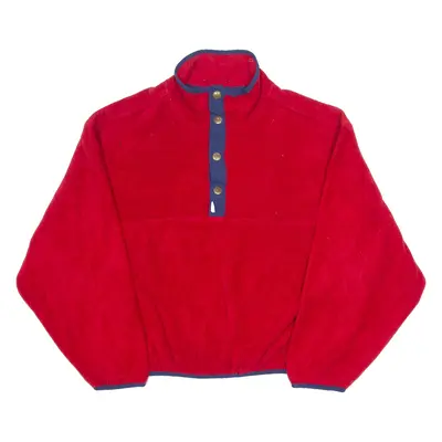 WOOLRICH Mens Jumper Red Button Neck 90s Tight Knit L
