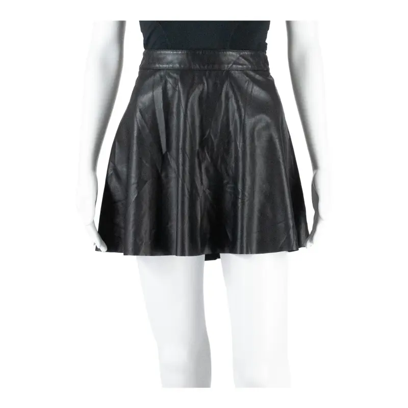 H&M DIVIDED Faux Leather Womens Skater Skirt Black Short UK 8
