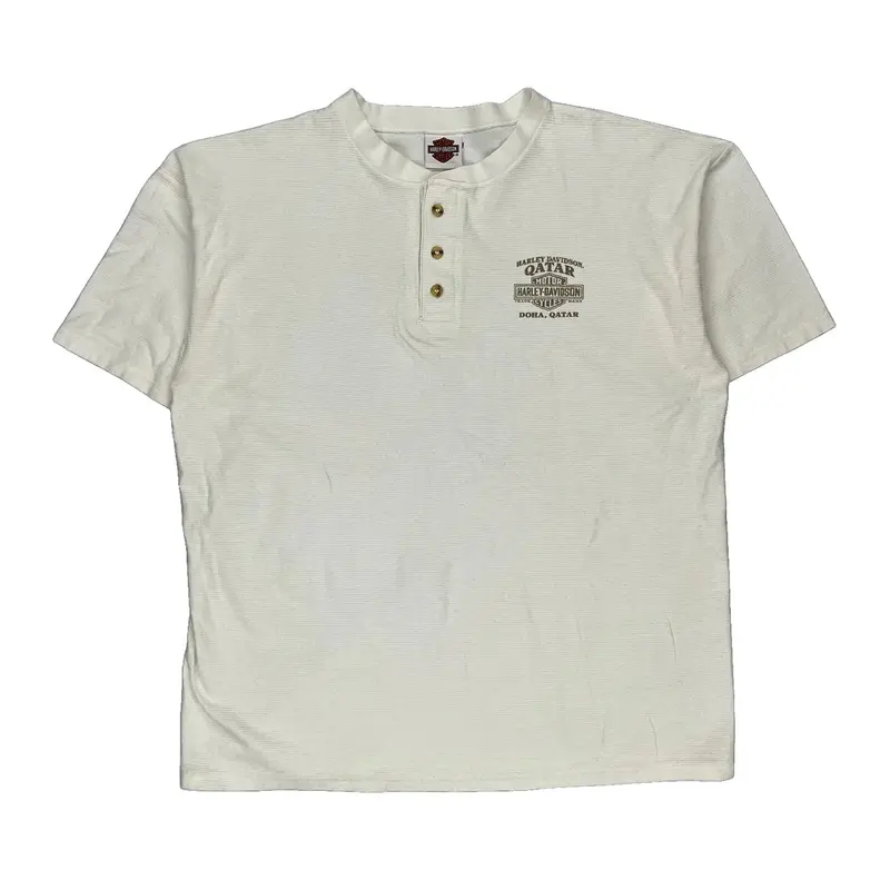 Harley Davidson Graphic T-Shirt - XL White Cotton