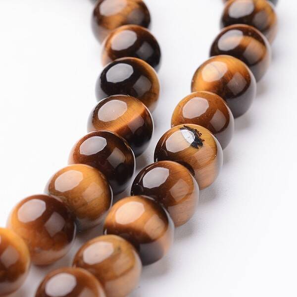 Round Natural Tiger Eye Bead Strands