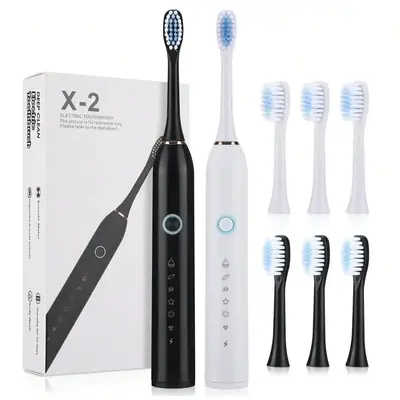 Electric Toothbrush Set, Portable Toothbrush with Replacement Toothbrush Heads, Oral Care Product for Adults, Winter Oral Hyg...