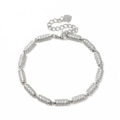 Clear Cubic Zirconia Column Link Chain Bracelet