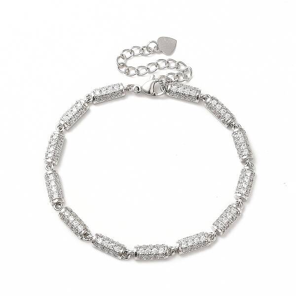 Clear Cubic Zirconia Column Link Chain Bracelet