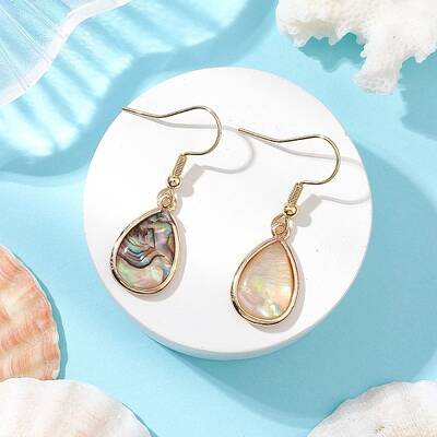 Natural Paua Shell Dangle Earrings