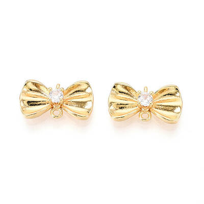 Brass Pave Clear Cubic Zirconia Connector Charms