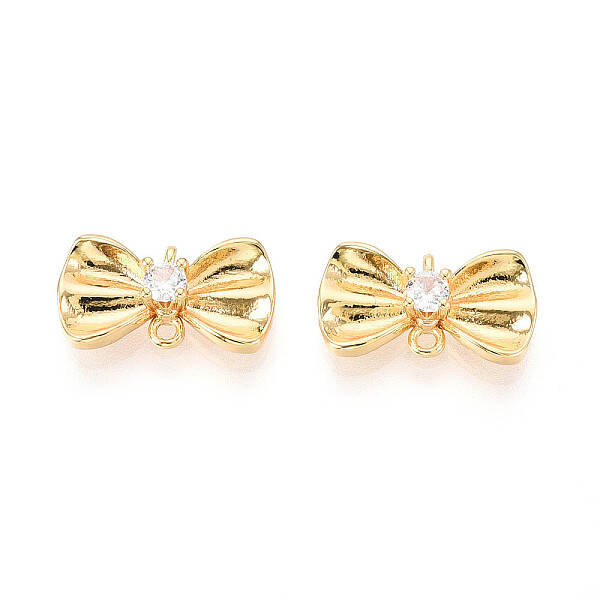 Brass Pave Clear Cubic Zirconia Connector Charms