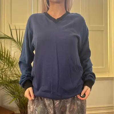 Maison Margiela V-neck Jumper - Large Blue Cotton