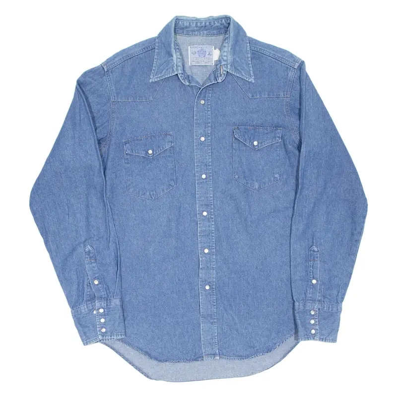 AMERICAN HERO Mens Denim Shirt Blue Long Sleeve L