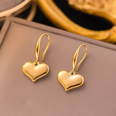 304 Stainless Steel Heart Dangle Earrings for Women