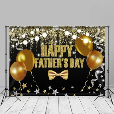 Bowtie Balloons Sparkling Black Fathers Day Backdrop - Aperturee