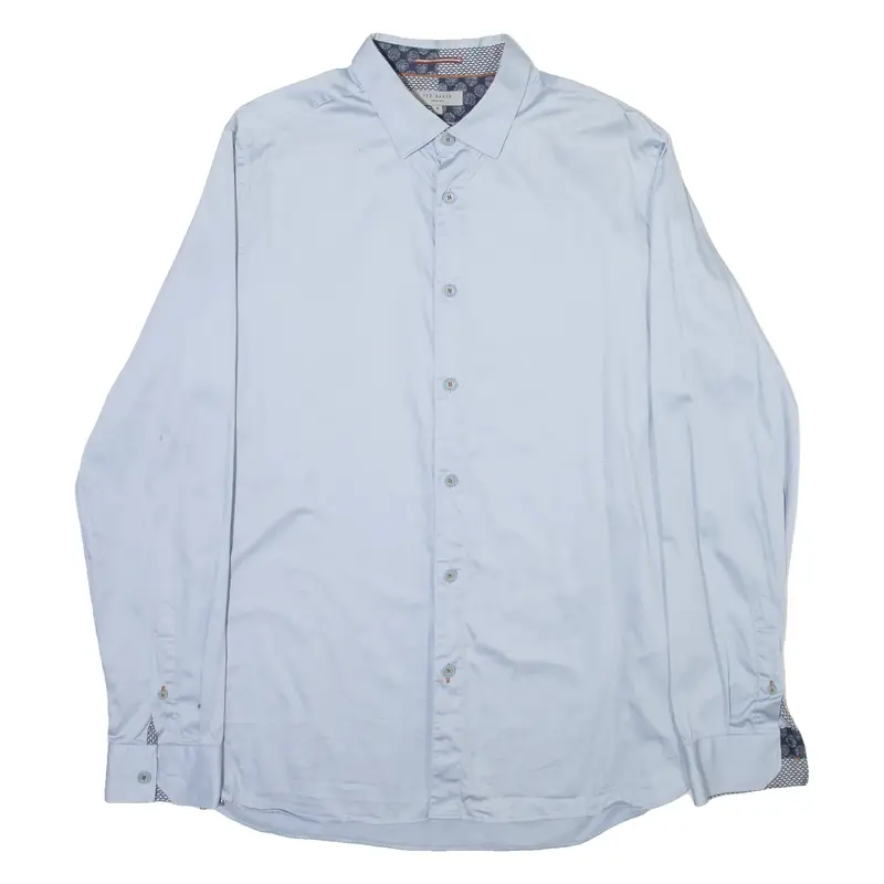 TED BAKER Mens Plain Shirt Blue Long Sleeve S