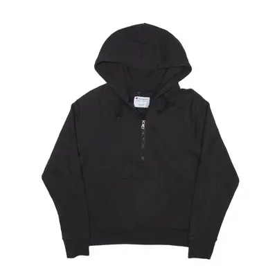 CHAMPION 1/2 Zip Hoodie Black Pullover Boys L