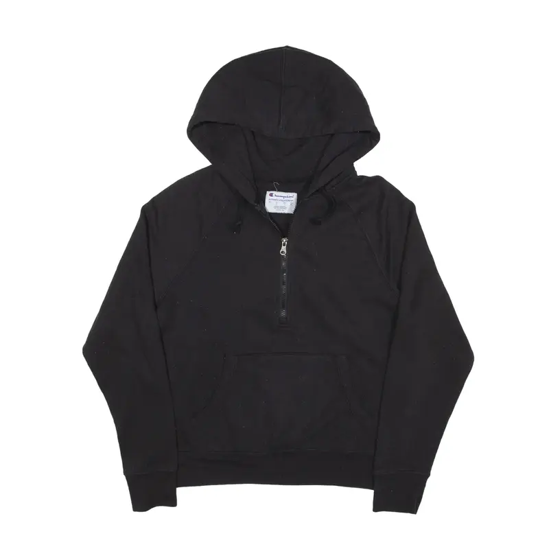 CHAMPION 1/2 Zip Hoodie Black Pullover Boys L