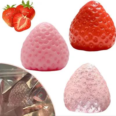 Durable Red Strawberry Shaped Stress Relief Toy, Hand Squeeze Fidget Toy, Office Gadgets To Relieve Anxiety, Ideal Birthday G...
