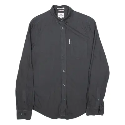BEN SHERMAN Mens Plain Shirt Grey Long Sleeve XS
