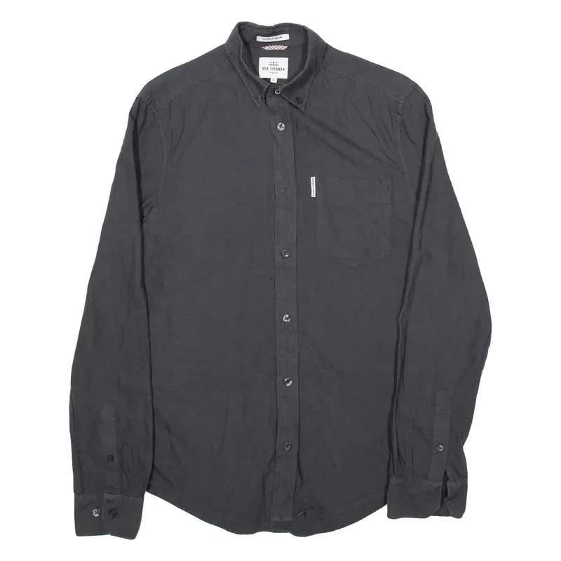 BEN SHERMAN Mens Plain Shirt Grey Long Sleeve XS