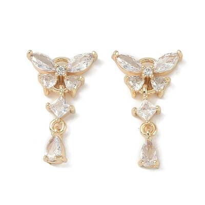 Brass Micro Pave Clear Cubic Zirconia Pendants