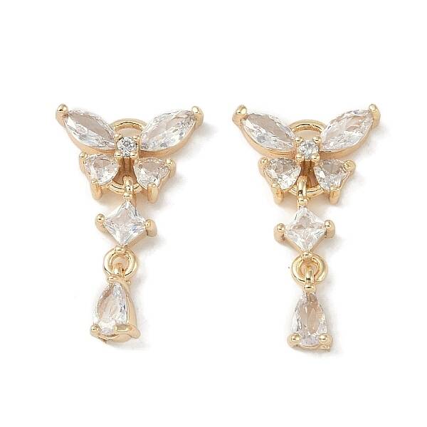 Brass Micro Pave Clear Cubic Zirconia Pendants