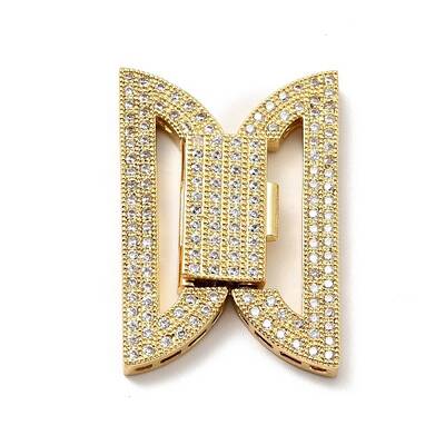 Brass Micro Pave Clear Cubic Zirconia Fold Over Clasps