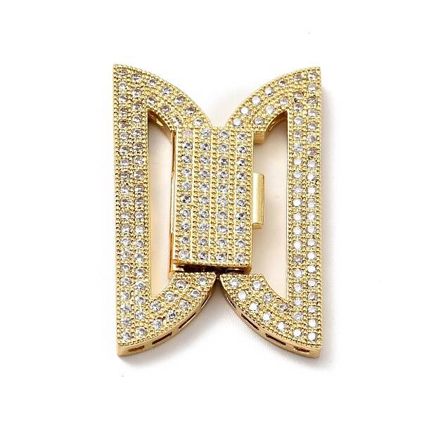 Brass Micro Pave Clear Cubic Zirconia Fold Over Clasps
