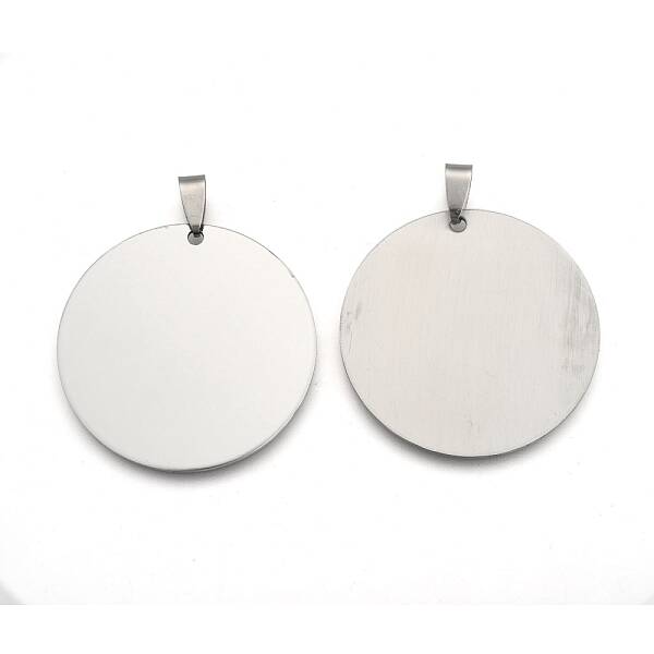 Non-Tarnish 201 Stainless Steel Flat Round Stamping Blank Tag Pendants
