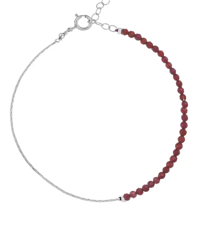 Ardella Gemstone Bracelet | Metal Color: Silver | Gemstone: Garnet | Length: Adjustable 6 - 7 inches
