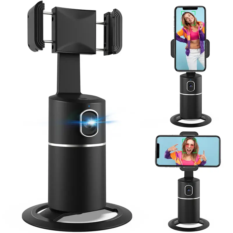 Auto Face Tracking Tripod, No App Required, 360° Rotation Face Body Phone Camera Mount Smart Shooting Phone Tracking Holder ...