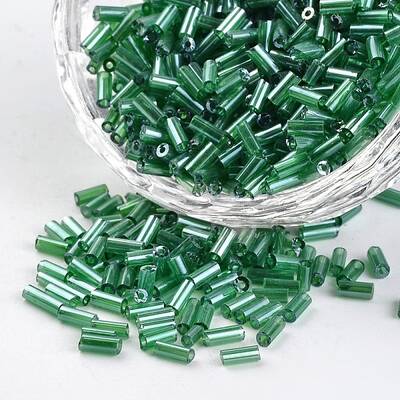 Tube Transparent Colours Pearl Luster Plated Round Hole Glass Bugle Beads