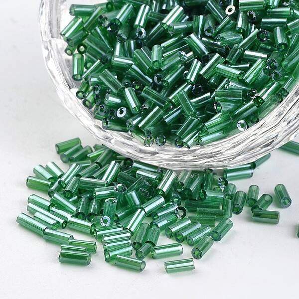 Tube Transparent Colours Pearl Luster Plated Round Hole Glass Bugle Beads