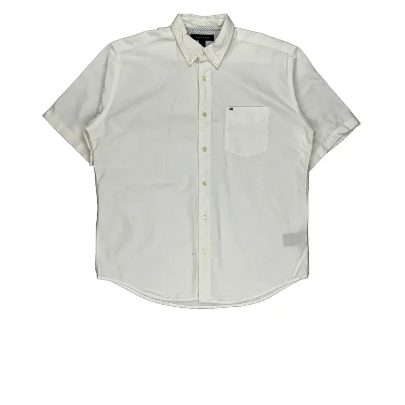 Tommy Hilfiger Short Sleeve Shirt - Large White Cotton