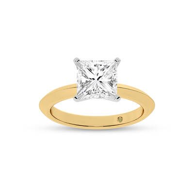 Prism Knife Edged Four Prong Princess Cut Lab Grown Solitaire Diamond Ring | 14K Yellow Gold 2 CT. TW.